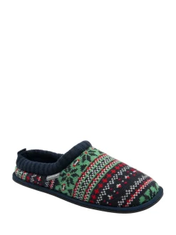 Rouge - Dunlop Mens Motif Fair Isle Mules pantoufles doublées chaudes
