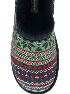 Rouge - Dunlop Mens Motif Fair Isle Mules pantoufles doublées chaudes