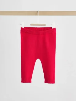 Rouge - Ensemble cardigan en maille à nœud à volants (0mois-3ans)