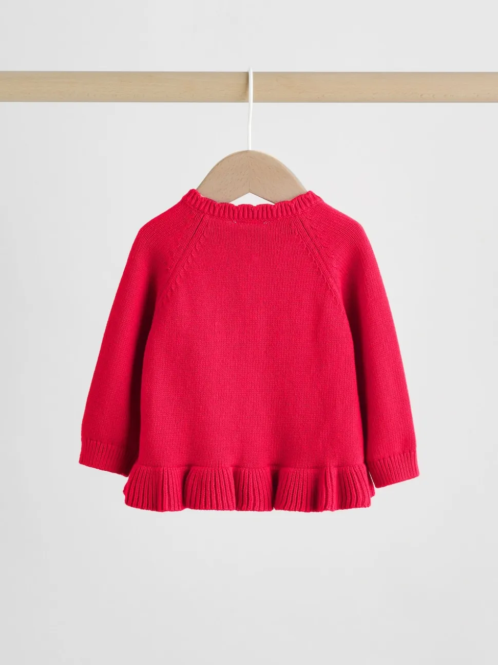 Rouge - Ensemble cardigan en maille à nœud à volants (0mois-3ans)