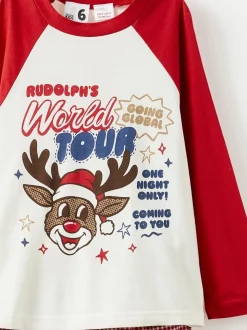 Rouge - Ensemble pyjama à manches longues en coton sur adulte assorti pour la famille Noël