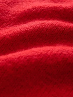 Rouge à fines rayures - Débardeur en maille à col volanté