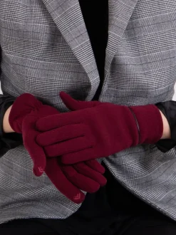 Rouge - Gants d’hiver Totes Isotoner Smartouch thermiques pour femme avec détails de passepoil
