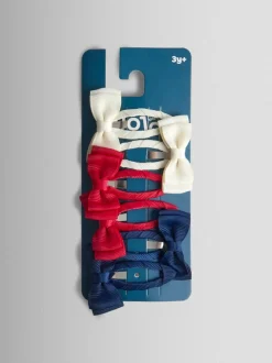 Rouge - JoJo Maman Bébé 6-Lot Nœud clips en grosgrain