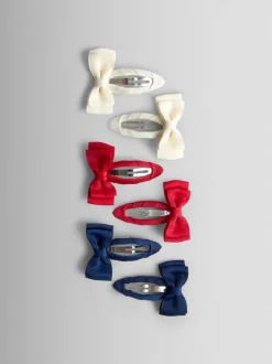Rouge - JoJo Maman Bébé 6-Lot Nœud clips en grosgrain