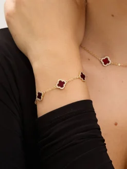 Rouge - Jon Richard Jets Bracelet trèfle en émail