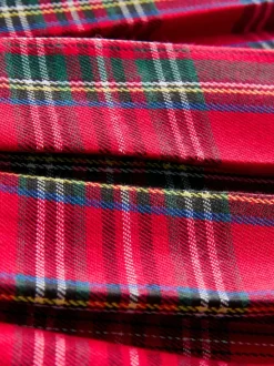 Rouge - Jupe à nœud en tartan avec collants bleu marine (3mois7ans)