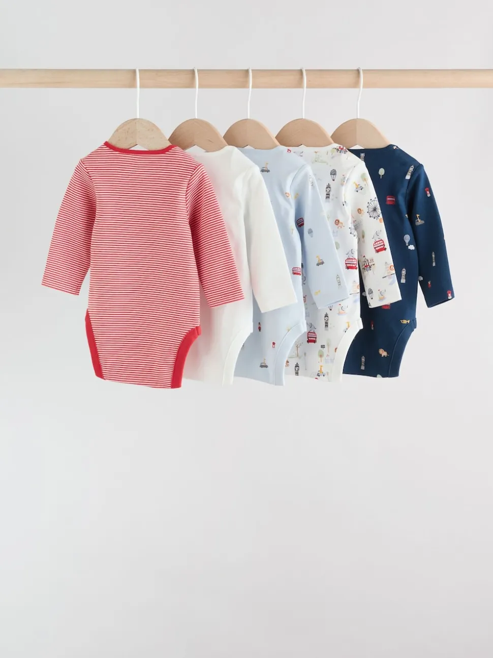 Rouge - Lot de 5 bodies à manches longues Bébé London