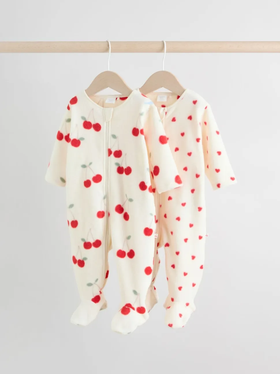 Rouge - Lot de 2 dors-bien bébé en micro polaire avec fermeture éclair bidirectionnelle