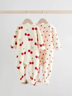 Rouge - Lot de 2 dors-bien bébé en micro polaire avec fermeture éclair bidirectionnelle