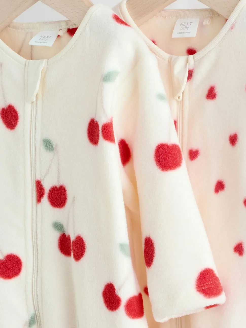 Rouge - Lot de 2 dors-bien bébé en micro polaire avec fermeture éclair bidirectionnelle