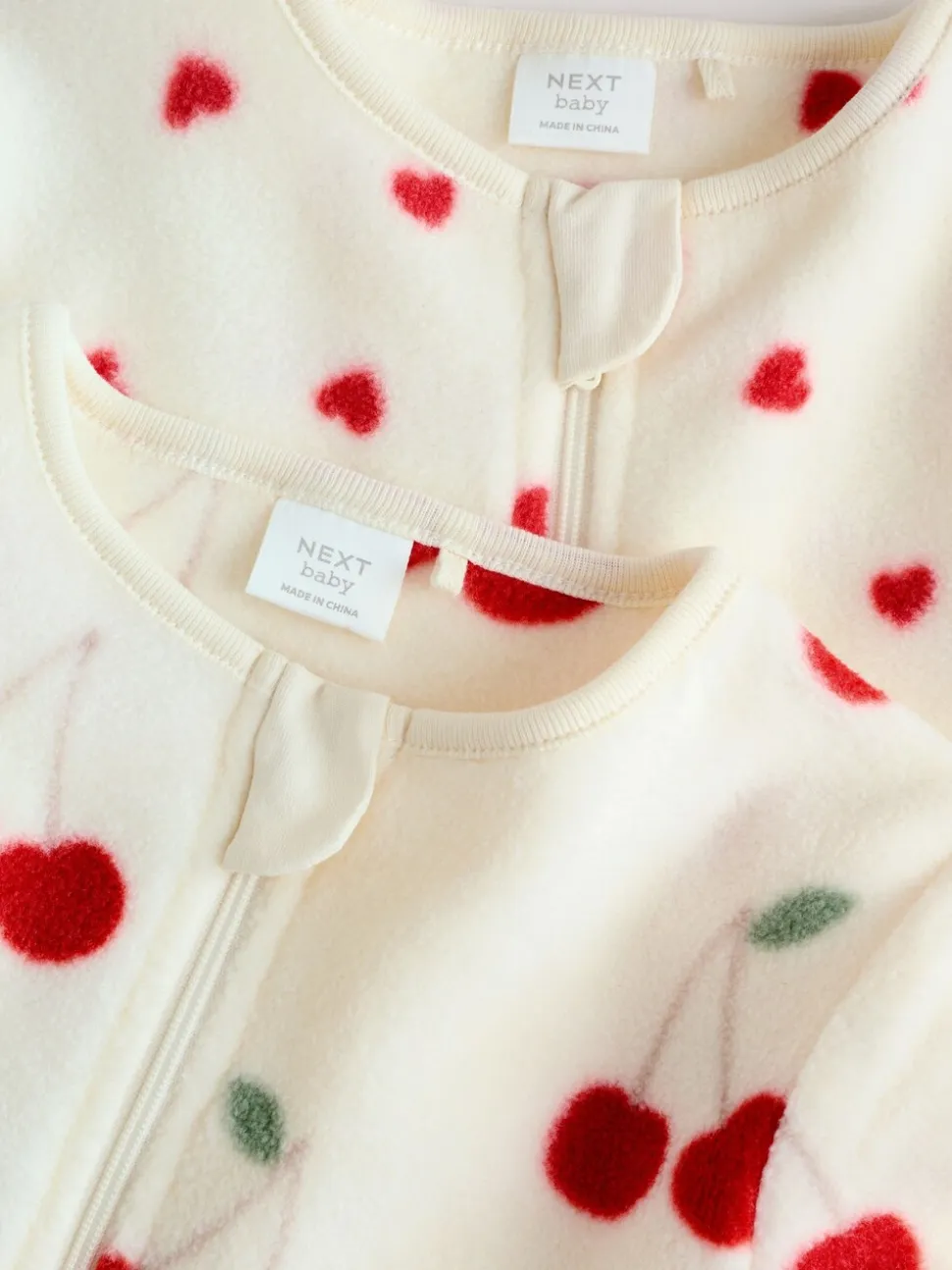 Rouge - Lot de 2 dors-bien bébé en micro polaire avec fermeture éclair bidirectionnelle