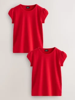 Rouge - Lot de 2 t-shirts à manches bouffantes (3-16ans)