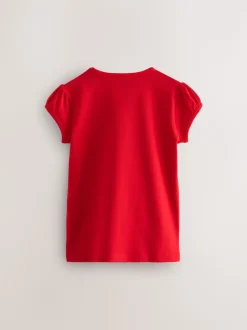 Rouge - Lot de 2 t-shirts à manches bouffantes (3-16ans)
