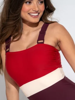 Rouge - Maillot de bain Pour Moi Palm Springs color block pour le contrôle du ventre