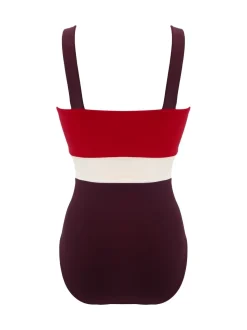 Rouge - Maillot de bain Pour Moi Palm Springs color block pour le contrôle du ventre