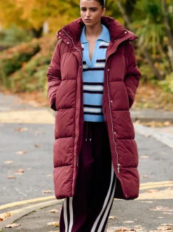 Rouge - Manteau long rembourré imperméable