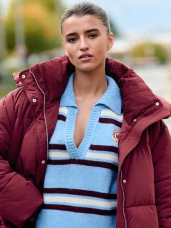 Rouge - Manteau long rembourré imperméable