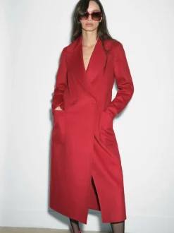 Rouge - Manteau Reiss Lucia en laine Blend à double boutonnage à coutures invisibles