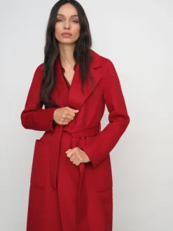 Rouge - Manteau Reiss Lucia en laine Blend à double boutonnage à coutures invisibles