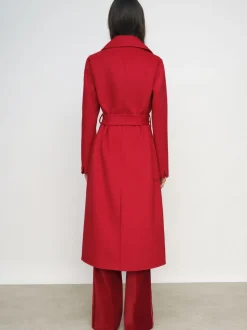 Rouge - Manteau Reiss Lucia en laine Blend à double boutonnage à coutures invisibles
