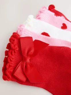 Rouge - Nœud Bébé Chaussettes 5 Lot (0mths-2yrs)