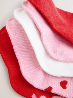 Rouge - Nœud Bébé Chaussettes 5 Lot (0mths-2yrs)