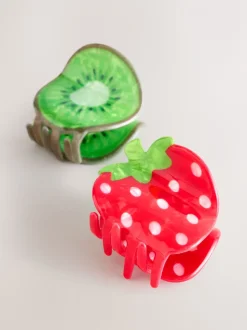 Rouge - Pinces à cheveux fraise et kiwi