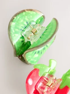 Rouge - Pinces à cheveux fraise et kiwi