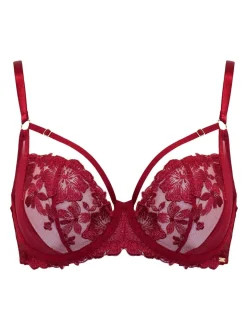 Rouge - Pour Moi Inde Bold Fleuri Broderie Non Pad Soutiens-gorge