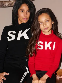 Rouge - Pull de Noël The Little Tailor Kids Ski Text