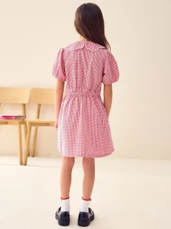 Rouge - Robe d'école Vichy à col festonné Cotton Rich (3-14ans)