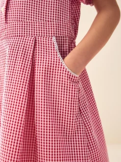 Rouge - Robe d'école Vichy à col festonné Cotton Rich (3-14ans)