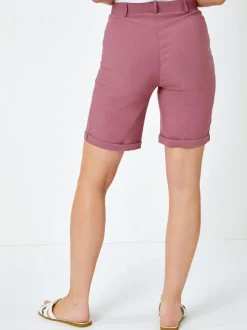 Rouge - Short Roman extensible à revers
