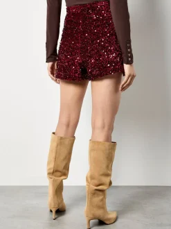 Rouge - Shorts à Sequins en velours Apricot
