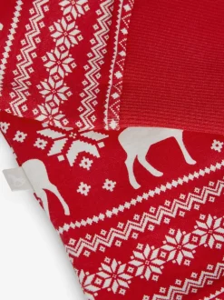 Rouge - The Little Tailor Kids Reindeer Noël Motif Fair Isle 100% Coton Tout-en-un