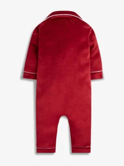 Rouge - The Little Tailor Bébé Luxury Soft Touch Velour Noël Onsie Rompersuit
