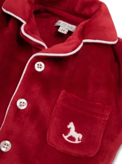 Rouge - The Little Tailor Bébé Luxury Soft Touch Velour Noël Onsie Rompersuit