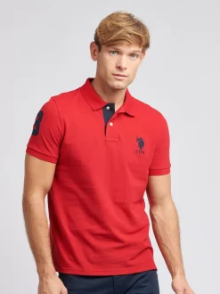 Rouge - U.S. Polo Assn. Coupe classique Mens Player 3 Pique 100% Cotton Polos