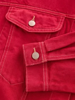 Rouge - Veste Denim oversize coupe décontractée style camionneur