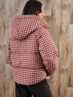 Rouge - Veste matelassée Threadbare à capuche