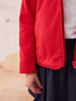 Rouge - Veste polaire zippée avec poches (3-16ans)