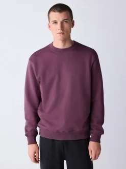 Rouge baie - Ajustement régulier - Sweat-shirt épais à Col rond riche en coton