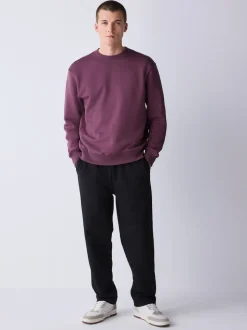 Rouge baie - Ajustement régulier - Sweat-shirt épais à Col rond riche en coton