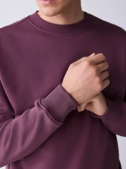 Rouge baie - Ajustement régulier - Sweat-shirt épais à Col rond riche en coton