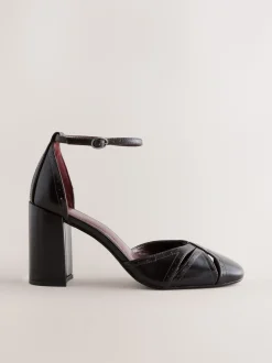 Rouge baie - Chaussures à talons carrés en cuir Forever Comfort® avec sangle à la cheville