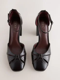 Rouge baie - Chaussures à talons carrés en cuir Forever Comfort® avec sangle à la cheville