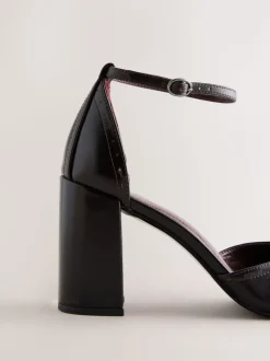 Rouge baie - Chaussures à talons carrés en cuir Forever Comfort® avec sangle à la cheville