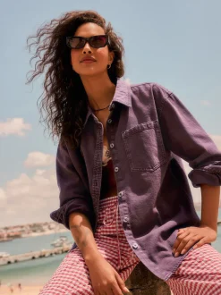 Rouge baie - Chemises oversize en Denim