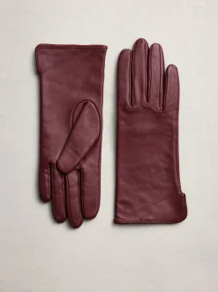 Rouge baie - Gants en cuir